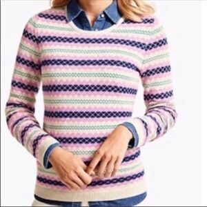 Talbots Striped Sweater Fair Isle Back Zipper Cozy